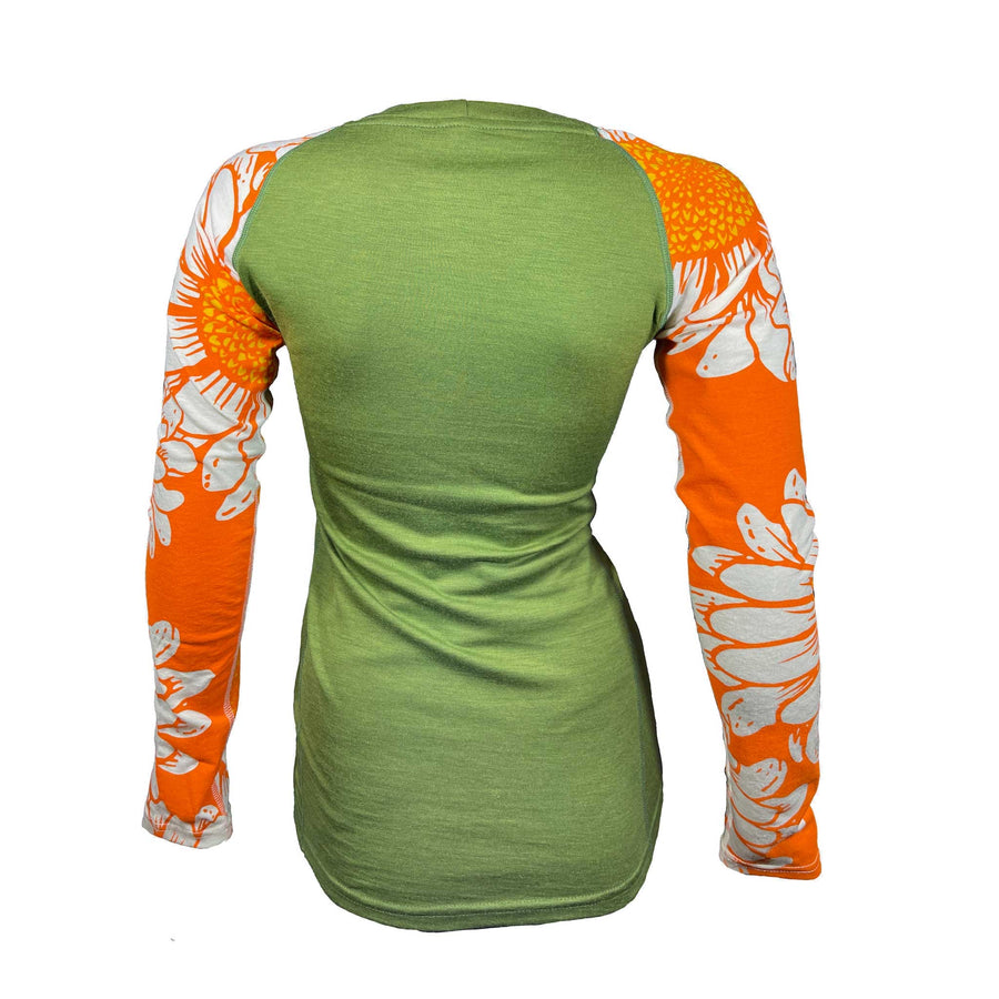 Women's Flower Power Long Sleeve Merino | Green