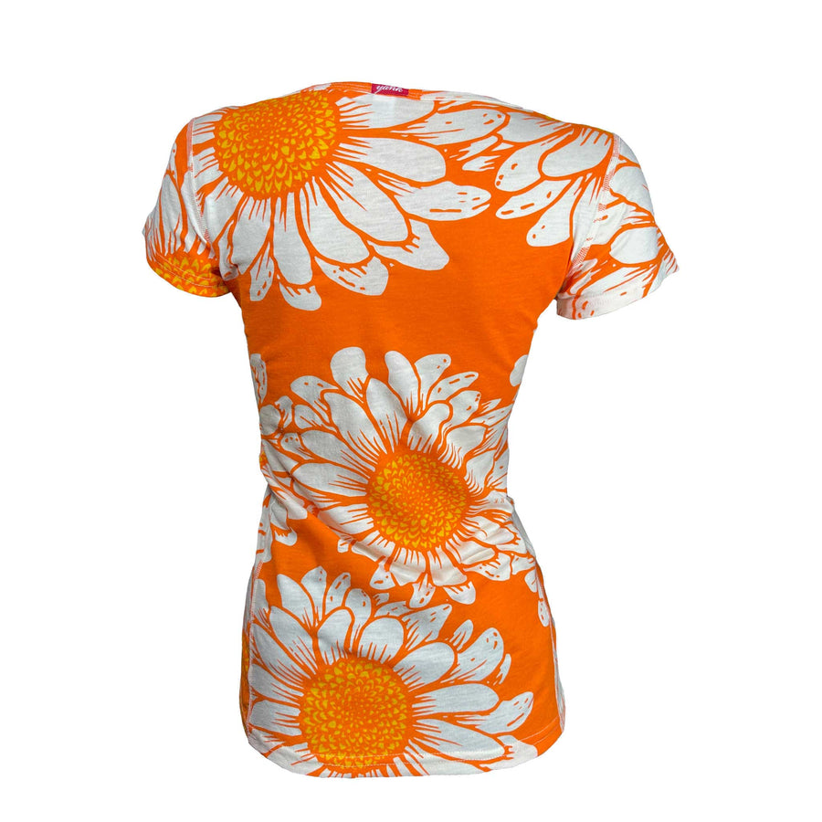 Women's Flower Power Merino Scoop Neck Tee | Orange Zest