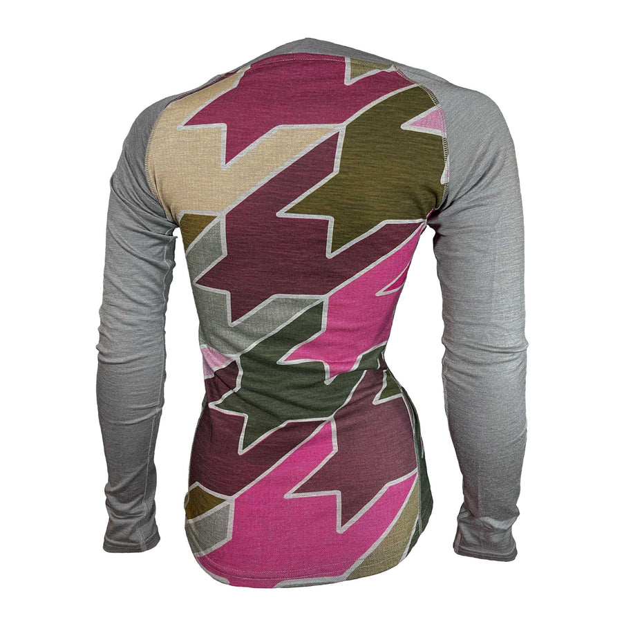 Women's Houndstooth Long Sleeve Merino | Dusk Pink