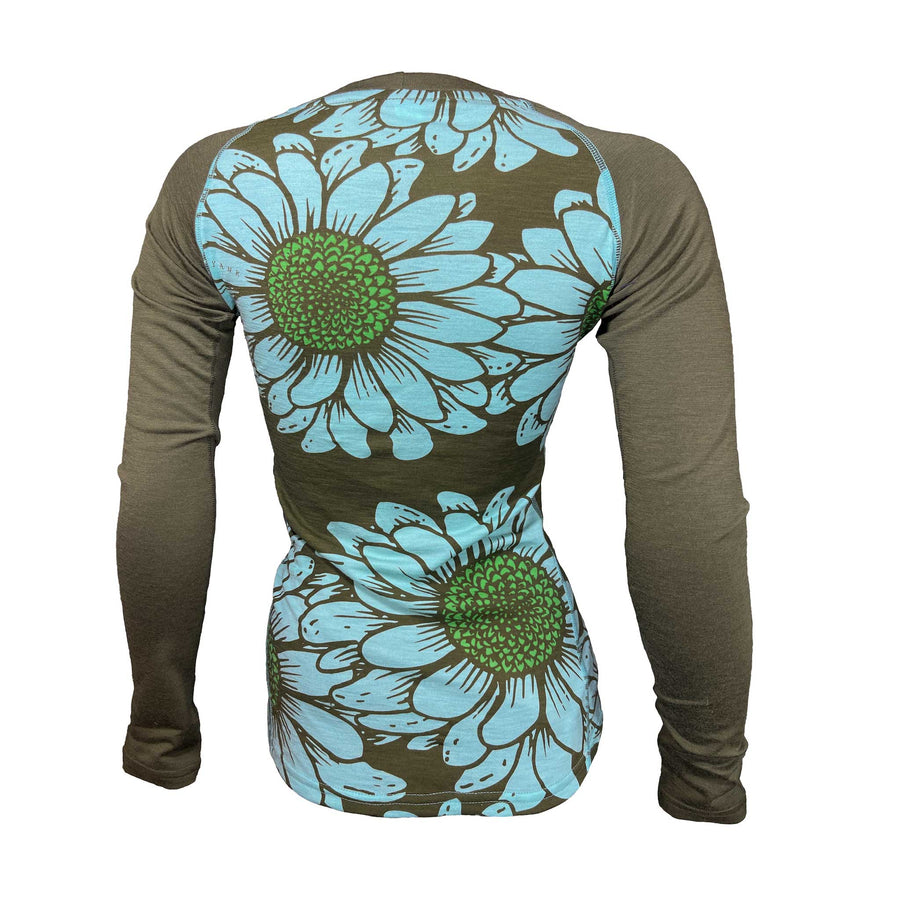 Women's Flower Power Long Sleeve Merino| Minty As