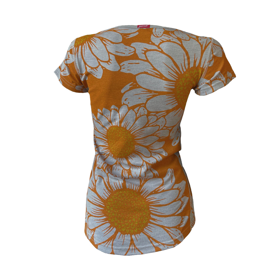 Women's Flower Power Merino Scoop Neck Tee | Calm Orange