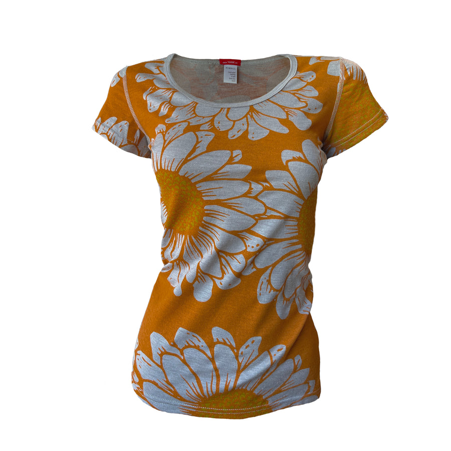Women's Flower Power Merino Scoop Neck Tee | Calm Orange