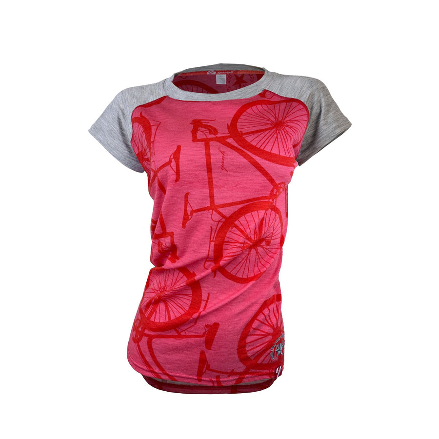 Women's Bicycle Short Sleeve Merino Shirt | Coral - Yank NZ