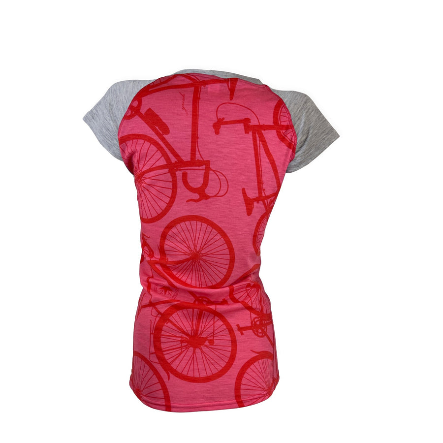 Women's Bicycle Short Sleeve Merino Shirt | Coral - Yank NZ