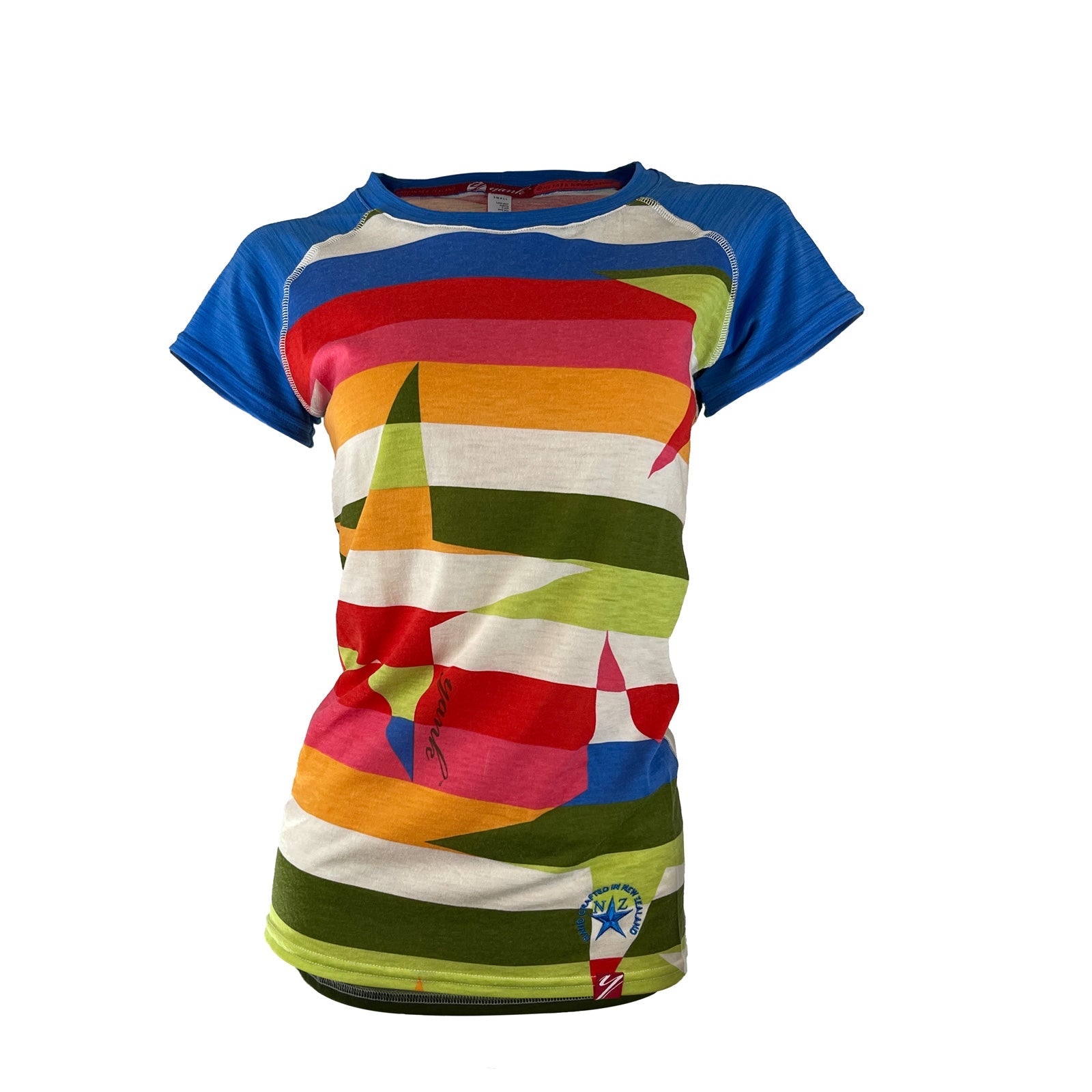 Women's Snazzy Rock Star Short Sleeve Merino Shirt | Stripe - Yank NZ