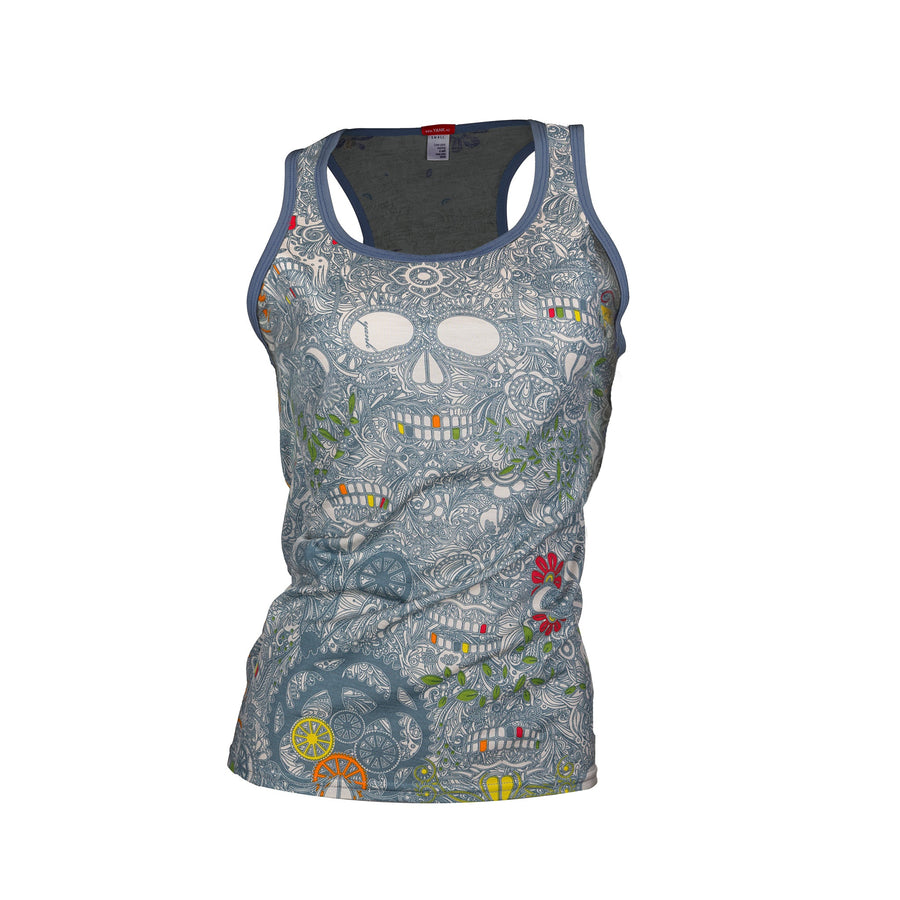 Women's Sugar Skull Merino Singlet | Storm - Yank NZ